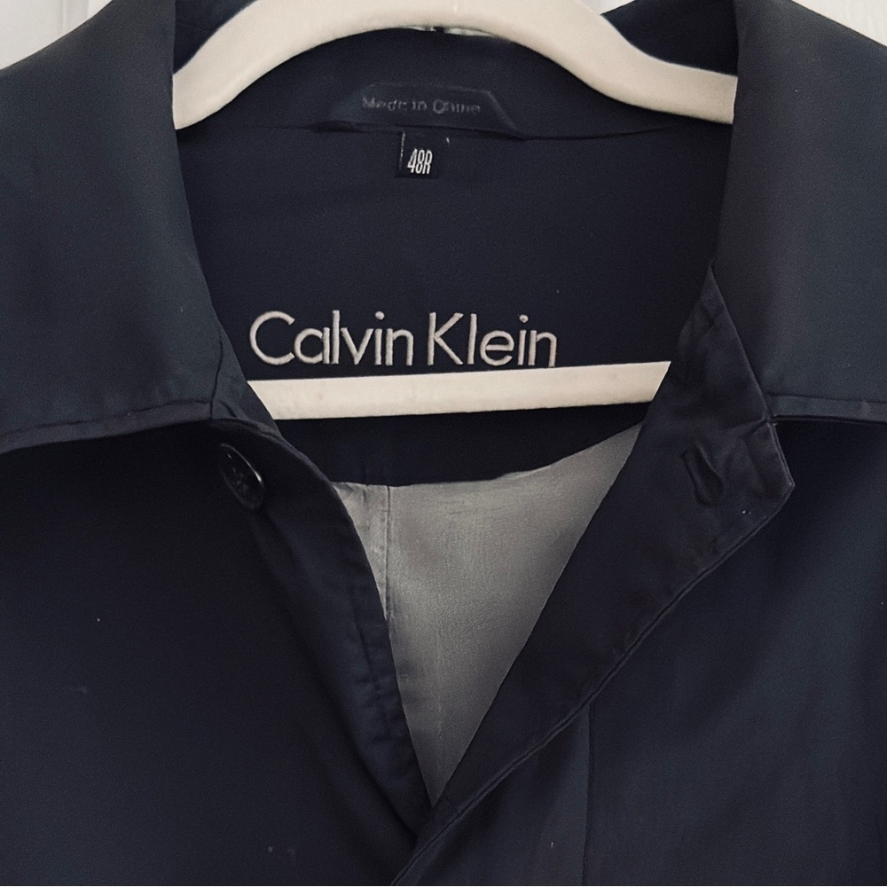 Men’s Calvin Klein Black Rain Trench Coat. Size 48 - Picture 5 of 8